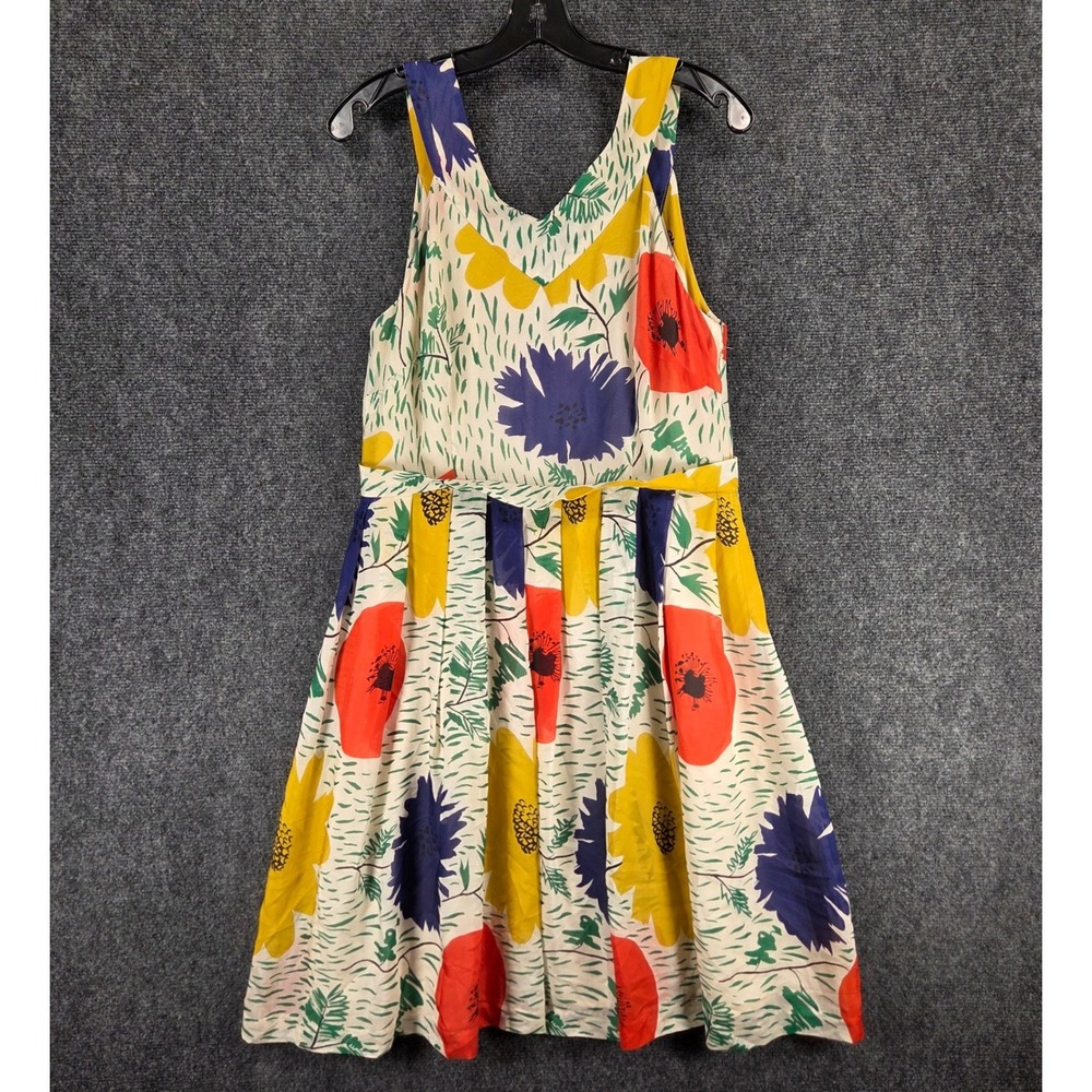 Girls from Savoy Anthropologie Silk Floral Poppy Fit and Flare Dress Size 10 - Picture 2 of 16